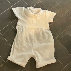 Emile Et Rose white Traditional Linen Romper Baby 3-6 months 68 cm ~EUC~